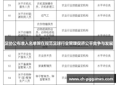 足协公布准入名单旨在规范足球行业管理促进公平竞争与发展